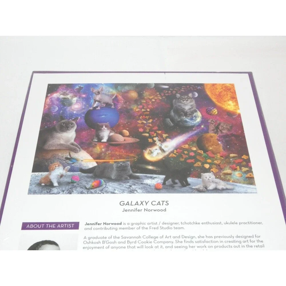 Genuine Fred Jigsaw Puzzle GALAXY CATS JENNIFER NORWOOD 1000 Piece Space Kitten